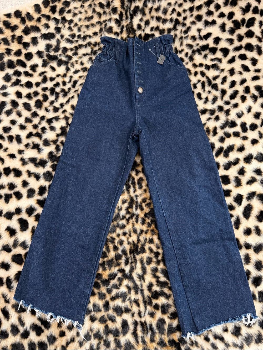 SeZane High-Waist Paperbag Dark Denim Wide-Leg Jeans